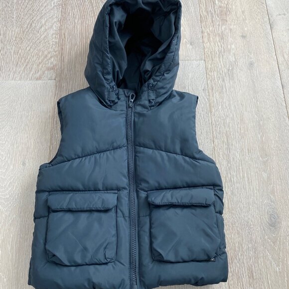 ZARA Navy Puffer Hooded Vest Size 2-3T - Picture 1 of 6